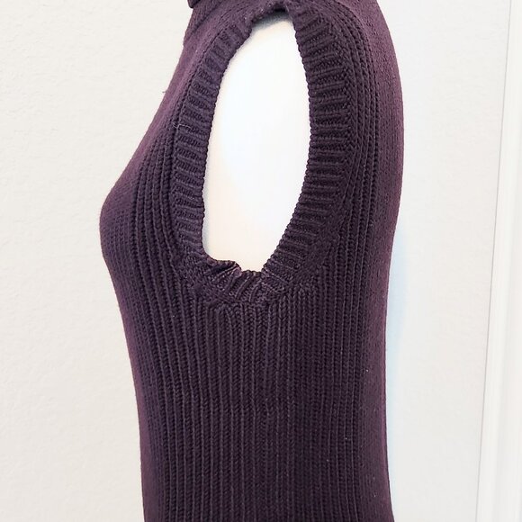 Vintage Kenneth Cole Merino Wool Sleeveless Turtleneck Eggplant Size Medium - Picture 2 of 8
